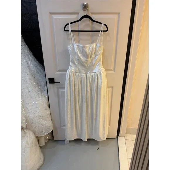 NWT self-portrait Cream Sequin Bandeau Midi Dress